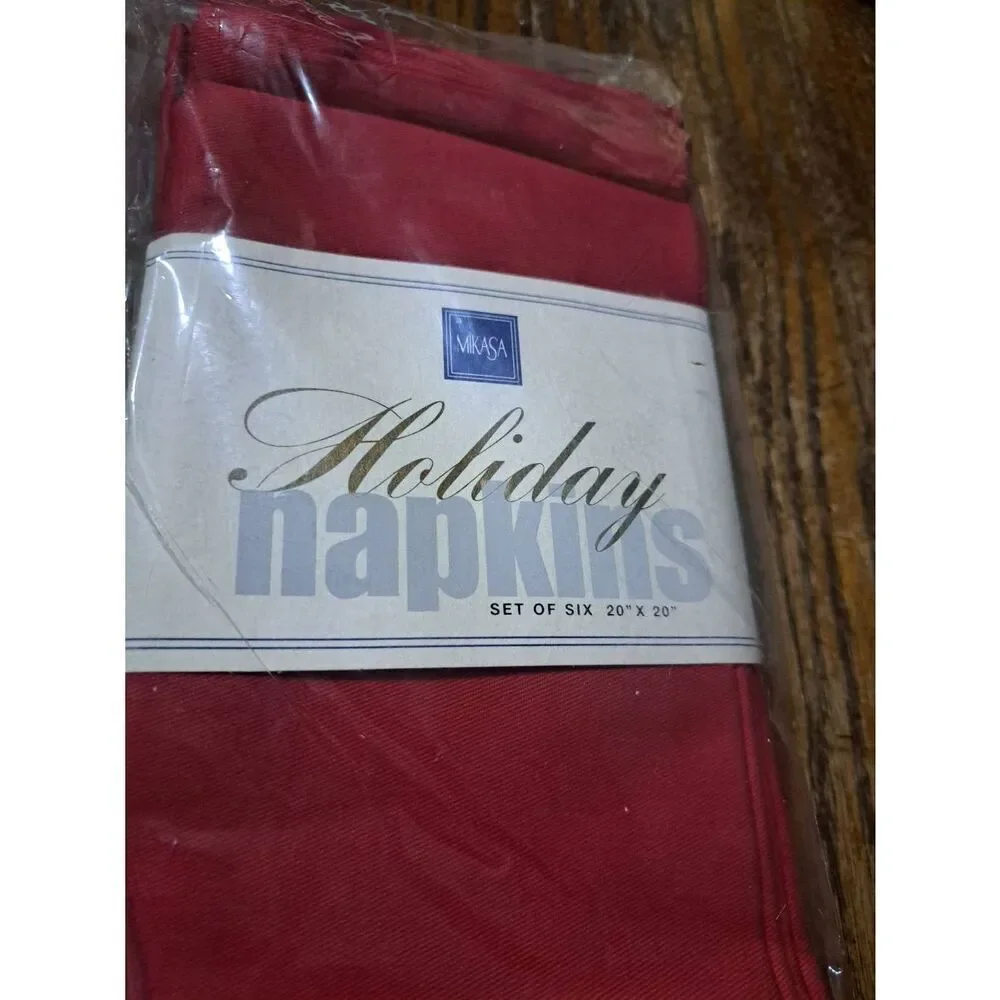 New Mikasa Set 6 Red Holiday Christmas Fabric Napkins Party Wedding Formal Table